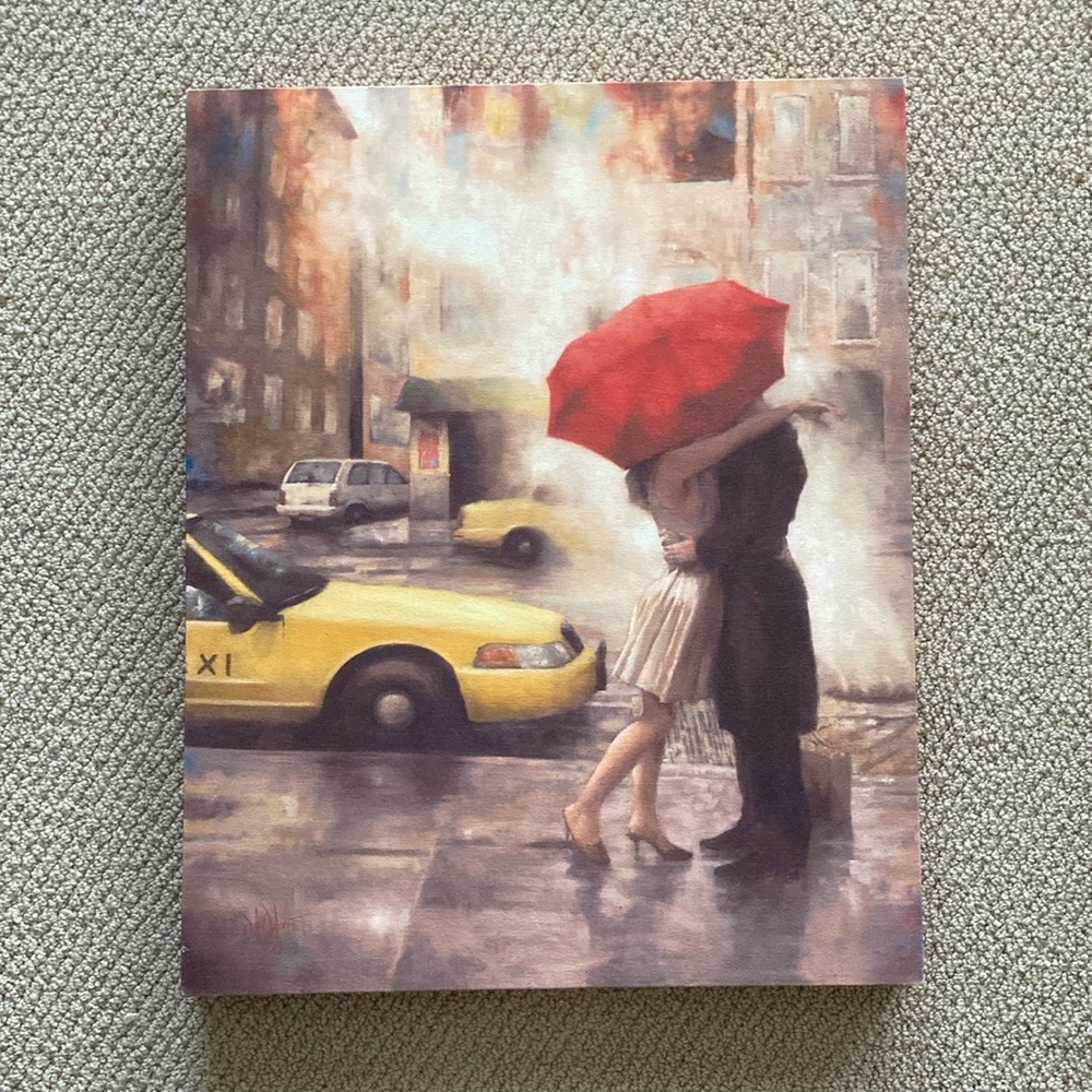 Romantic New York Lovers Meeting Painting Tapestry Medium Decor 16.5” x 20.5”
